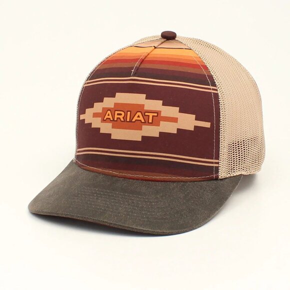 Ariat Accessories - ARIAT 10 ARIAT Ladies Snap Back Aztec Logo Hat, Tan